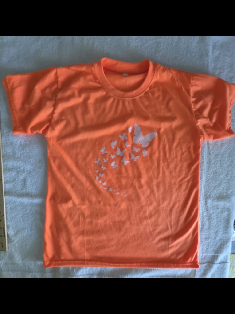 Kids Orange Butterfly Graphic Tee - Youth Casual Shirt